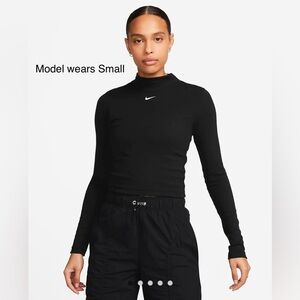 NIKE | Ribbed Mock Neck Long Sleeve Top